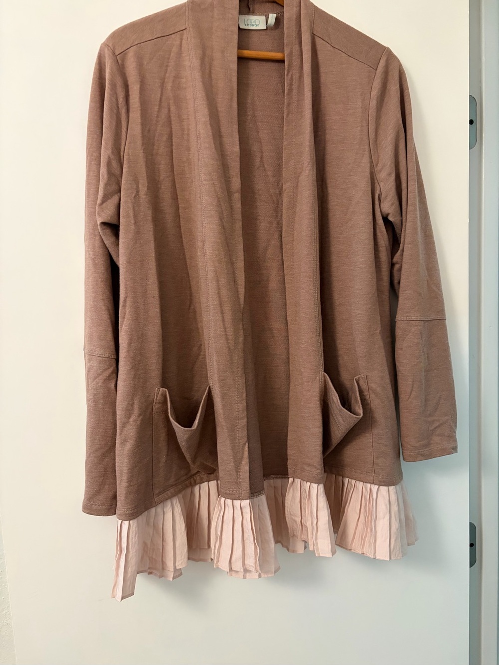 LOGO by Lori Goldstein Cardigan with Ruffle Ballet Girlhood Coquette Cottage